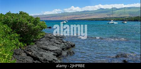 Schöner Sommermorgen in Puako Bay and Reef, South Kohala HI Stockfoto