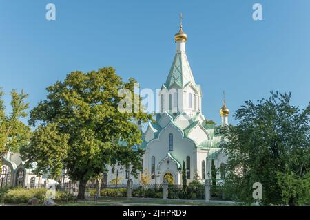 Die orthodoxe Allerheiligen-Kirche in Straßburg ist dem Moskauer Patriarchat angeschlossen. Elsass, Straßburg, Frankreich. Stockfoto