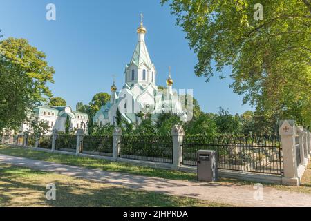 Die orthodoxe Allerheiligen-Kirche in Straßburg ist dem Moskauer Patriarchat angeschlossen. Elsass, Straßburg, Frankreich. Stockfoto
