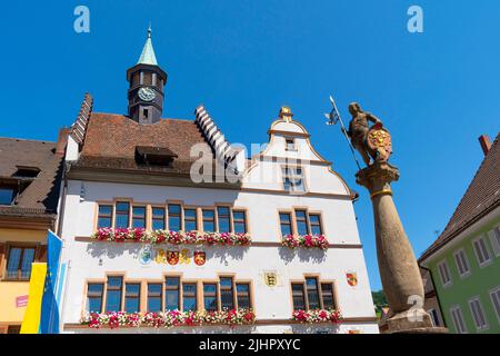 Rathaus in der Stadt Staufen die historische Stadt Faust. Staufen im Breisgau, Südschwarzwald, Baden-Württemberg. Deutschland. Staufen ist eine Geschichte Stockfoto