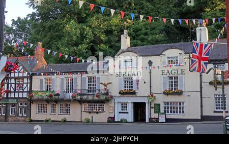 The Spread Eagle Pub, aunting in the Conservation Village of Lymm, South Warrington, Heshire, England, UK, WA13 Stockfoto