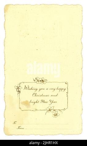 Original-Innenkarte aus viktorianischer oder edwardianischer Zeit, Weihnachtsgrüße, um 1905 Stockfoto