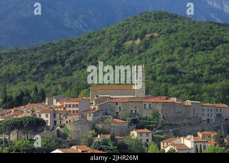 Frankreich, Pyrénées-Orientales (66) Marquixanes, le Village, vue générale / Frankreich, Pyrénées-Orientales Marquixanes, das Dorf, Gesamtansicht Stockfoto