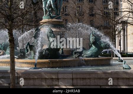 Frankreich, Region Ile de France, Paris 6. Arrondissement, jardin de l'Observatoire, fontaine des Quatre Parties du Monde (die Fontaine de l'Observatoire), Jean-Baptiste Carpeaux, Stockfoto