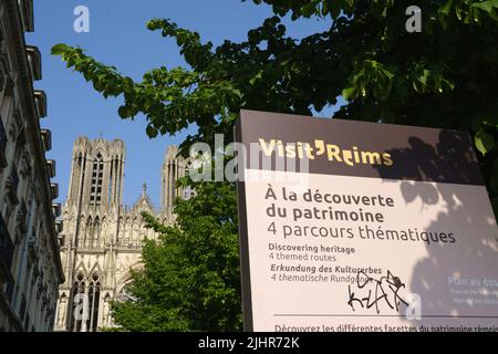 Frankreich, Region Grand Est, Marne, Reims, Kathedrale Notre-Dame, western façade, Stockfoto