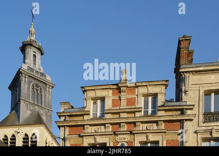 Frankreich, Region Grand Est, Marne, Reims, Detail der Fassade Stockfoto
