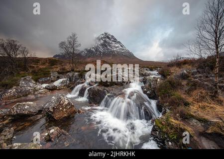 Buachaille Etive Mor an einem feuchten Wintertag, Glencoe Rannoch Moor Schottland Stockfoto