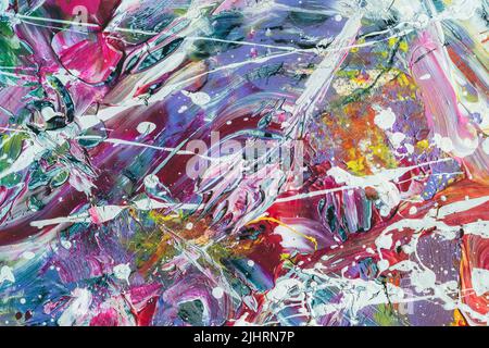 Rosa und lila handbemalt abstrakter Hintergrund mit impasto Texturen. Dicke Farbtextur für Webdesign, Kunstdruck, texturierte Schriftarten, Figuren und sh Stockfoto