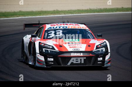 Audi R8 GT Racing super Auto Aktion schnelle Fahrt auf Asphalt Rennstrecke. Imola, Italien, juni 18 2022. DTM Stockfoto