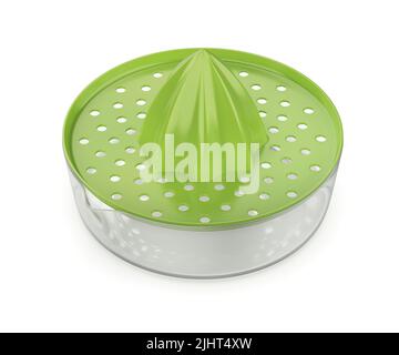 Zitruspresse auf weißem Hintergrund Stockfoto