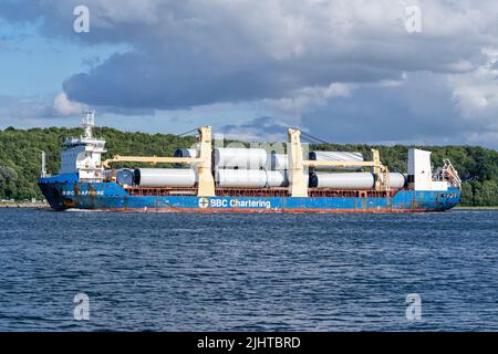 Stückgutschiff BBC SAPPHIRE in der Kieler Förde Stockfoto