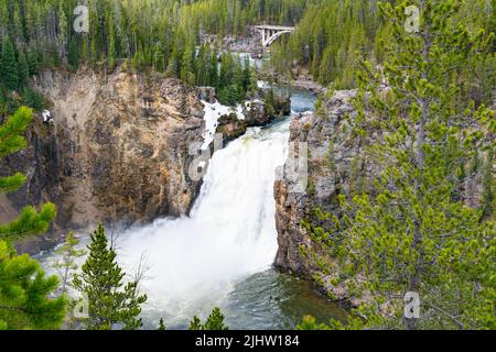 Upper Falls des Yellowstone River im Yellowstone National Park, Wyoming Stockfoto