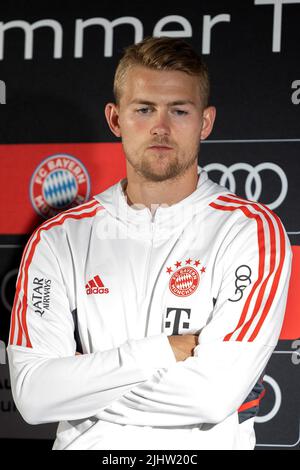 Washington, USA. 20.. Juli 2022. Fußball: US-Reise des Fußball-Bundesligisten FC Bayern München. Neuzugang Matthijs de Ligt wird auf einer Medienveranstaltung vorgestellt. Kredit: Enrique Huaiquil/dpa/Alamy Live Nachrichten Stockfoto