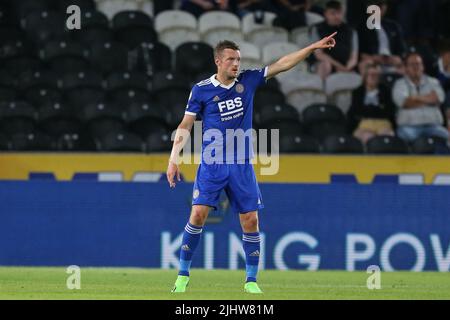 Hull, Großbritannien. 20.. Juli 2022. Jamie Vardy #9 von Leicester City während des Spiels in Hull, Vereinigtes Königreich am 7/20/2022. (Foto von David Greaves/News Images/Sipa USA) Quelle: SIPA USA/Alamy Live News Stockfoto