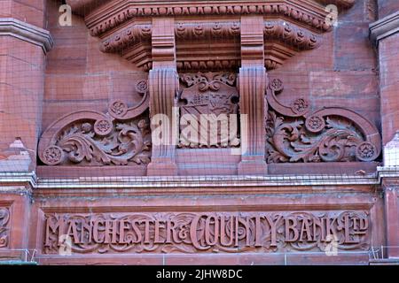 Manchester & County Bank Ltd, viktorianisches historisches Bankgebäude, Lord Street, Southport, Merseyside, Lancs, England, GROSSBRITANNIEN, PR9 Stockfoto