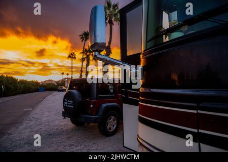 Yuma, AZ, USA - 9. Nov 2021: Genießen Sie die fesselnde Aussicht von unserem Wohnmobil Stockfoto