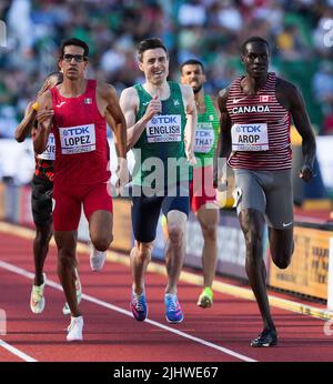 Irlands Mark English während der Herren-800m-Vorläufe am sechsten Tag der Leichtathletik-Weltmeisterschaften im Hayward Field, University of Oregon in den Vereinigten Staaten von Amerika. Bilddatum: Mittwoch, 20. Juli 2022. Stockfoto