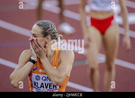 2022-07-21 03:54:25 EUGENE - Lieke Klaver in Aktion während des Halbfinales der 400 Meter am sechsten Tag der Leichtathletik-Weltmeisterschaften im Hayward Field Stadion. ANP ROBIN VAN LONKHUIJSEN niederlande Out - belgien Out Stockfoto