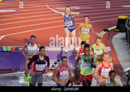 Die britische Aimee Pratt beim 3000m-Kirchturm-Chase-Finale der Frauen am sechsten Tag der Leichtathletik-Weltmeisterschaften im Hayward Field, University of Oregon in den Vereinigten Staaten von Amerika. Bilddatum: Mittwoch, 20. Juli 2022. Stockfoto