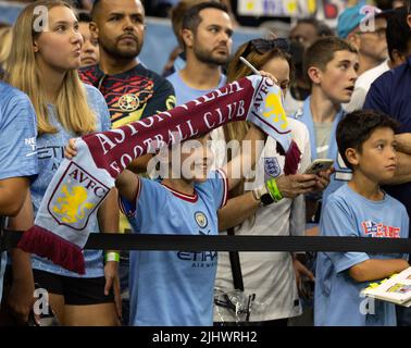 Houston, Texas, USA. 20.. Juli 2022. Manchester City-Fans vor dem Start eines Club-Freunds zwischen Manchester City und Club America am 20. Juli 2022 in Houston, Texas. (Bild: © Scott Coleman/ZUMA Press Wire) Bild: ZUMA Press, Inc./Alamy Live News Stockfoto