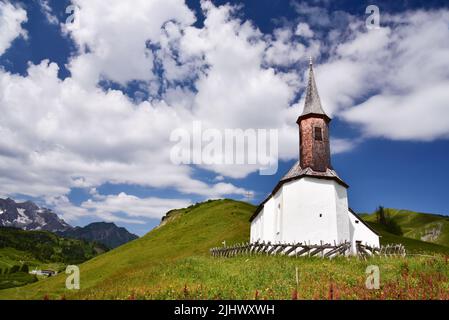 Kapelle St. Jakobus am Simmel am Arlberg, Vorarlberg, Österreich, Europa Stockfoto