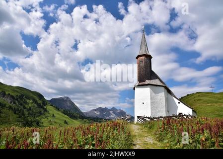 Kapelle St. Jakobus am Simmel am Arlberg, Vorarlberg, Österreich, Europa Stockfoto