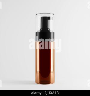 Kosmetikschaum Spender Pumpe Flasche Mockup auf einem hellen Hintergrund. Stockfoto