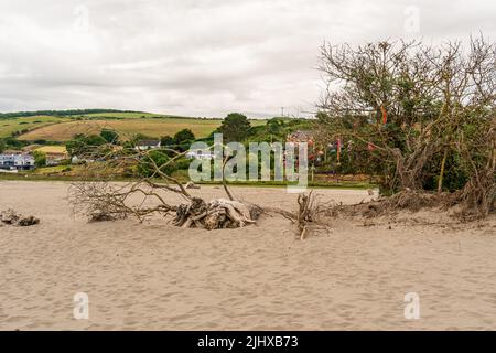 Strandkunst bei Poppit Sands bei Cardigan Ceredigion West Wales Großbritannien Stockfoto