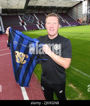 Tynecastle Park, Edinburgh, Schottland UK.21. July 22 Hearts Gary Locke Pressekonferenz für sein Testimonial Match gegen Stoke City, Credit: eric mccowat/Alamy Live News Stockfoto