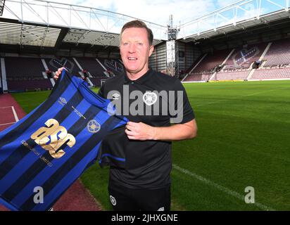 Tynecastle Park, Edinburgh, Schottland UK.21. July 22 Hearts Gary Locke Pressekonferenz für sein Testimonial Match gegen Stoke City, Credit: eric mccowat/Alamy Live News Stockfoto