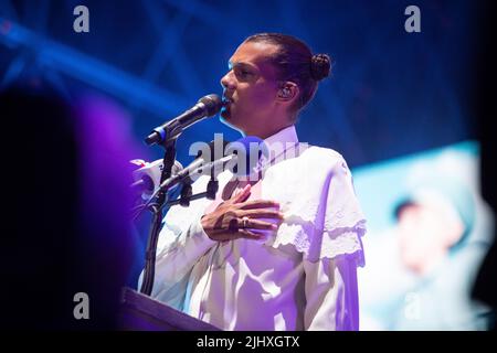 Stromae in concert all' Ippodromo Snai di San Siro, Mailand. Stockfoto