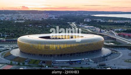 Polsat Plus Arena Gdańsk, foodbal Stadion Luftaufnahme Stockfoto