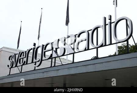 Sveriges Radio auf der Oxenstiernsgatan in Stockholm, Schweden. Sveriges Radio ab ist Schwedens staatlich finanzierter Rundfunksender. Sveriges Radio ist eine Aktiengesellschaft, die sich im Besitz einer unabhängigen Stiftung befindet und zuvor durch eine Lizenzgebühr finanziert wurde, deren Höhe vom schwedischen Riksdag festgelegt wird. Stockfoto