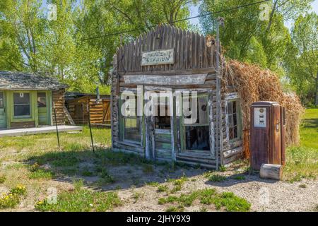 Verfallene Tankstelle in Daniel, Wyoming Stockfoto