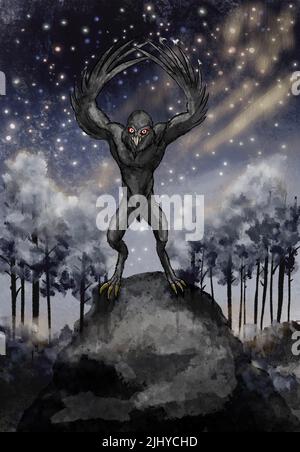 mothman-Kryptidenillustration Stockfoto