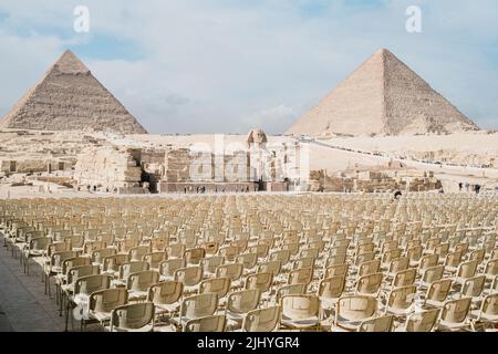 Der Ägyptische Pyramidenkomplex mit der Großen Sphinx, Gizeh Stockfoto