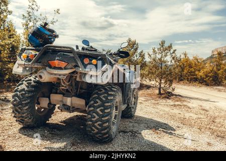 Close-up Schwanz Blick auf ATV Quad Bike. Stockfoto