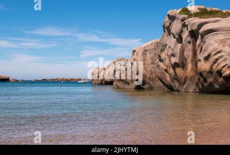 Die rosafarbene Granitküste in Perros-Guirec, Bretagne, Frankreich Stockfoto