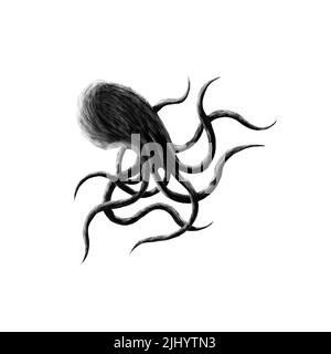Dunkle Oktopus-Kunst, Logo-Design Stockfoto