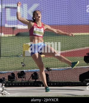 Eugene,, 20 Jul 2022 Valarie Allman (USA) bei den Leichtathletik-Weltmeisterschaften im Hayward Field Eugene USA am 20 2022. Juli in Aktion gesehen Alamy Live News Stockfoto