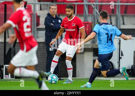 ALKMAAR - Pantelis Hatzidiakos von AZ Alkmaar während der zweiten Qualifikationsrunde des Conference League-Spiels zwischen AZ und FK Tuzla City im AFAS-Stadion am 21. Juli 2022 in Alkmaar, Niederlande. ANP ED DER POL Stockfoto