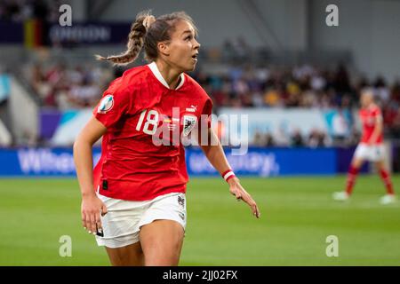 London, Großbritannien. 21.. Juli 2022. London, England, Juli 21. 2022: Julia Hickelsberger-Fueller (18 Österreich) beim UEFA Womens Euro 2022 Viertelfinale zwischen Deutschland und Österreich im Brentford Community Stadium in London, England. (Liam Asman /Womens Football Magazine /SPP) Kredit: SPP Sport Press Foto. /Alamy Live News Stockfoto