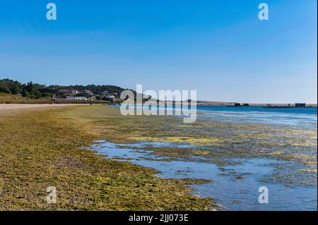 Strand von Lagoa de Albufeira in Sesimbra Portugal. Stockfoto