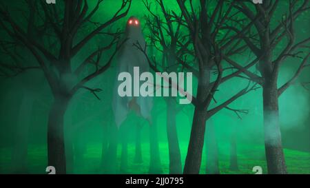 Ein gruseliger Geist im Wald (3D Rendering) Stockfoto