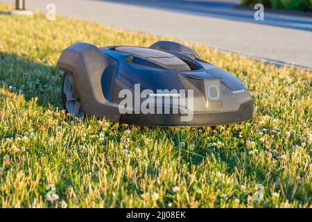 Elektrischer Mähroboter Stockfoto