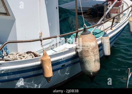 Vintage Fischerboot Detail Nahaufnahme an sonnigen Tag Stockfoto