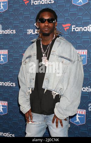 18. Juli 2022, Los Angeles, CA, USA: LOS ANGELES - 18. JULI: Offset bei der MLBPA x Fanatiker ''Players Party'' im City Market Social House am 18. Juli 2022 in Los Angeles, CA (Bildnachweis: © Kay Blake/ZUMA Press Wire) Stockfoto