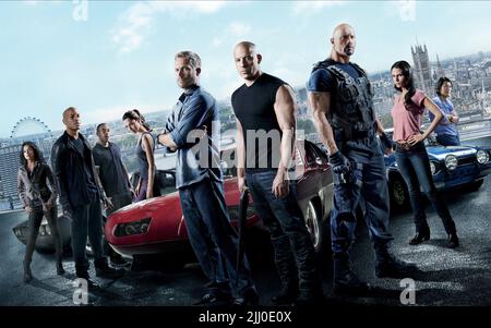 Michelle Rodriguez, Tyrese Gibson, Ludacris, Gal Gadot, Paul Walker, Vin Diesel, Dwayne Johnson & Jordana Brewster Film: Fast & Furious 6 (USA 2013) Charaktere: Letty, Roman Pearce, Tej Parker, Gisele Harabo, Brian O'Conner, Dominic Toretto, Luke Hobbs, Mia Toretto Regie: Justin Lin 07 May 2013 **WARNUNG** Dieses Foto ist nur für redaktionelle Verwendung bestimmt und unterliegt dem Copyright von UNIVERSAL-BILDERN und/oder dem Fotografen, der von der Film- oder Produktionsfirma beauftragt wurde und darf nur von Publikationen im Zusammenhang mit der Bewerbung des oben genannten Films reproduziert werden. Eine obligatorische Gutschrift für EIN UNIVERSELLES BILD Stockfoto