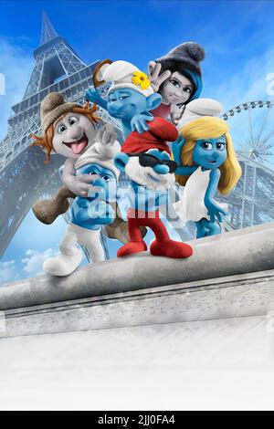 HACKUS, Eitelkeit, VEXY, schwerfällig, PAPA, SCHLUMPFINE, die Schlümpfe 2, 2013 Stockfoto