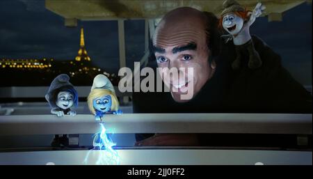 VEXY, SCHLUMPFINE, GARGAMEL, HACKUS, die Schlümpfe 2, 2013 Stockfoto
